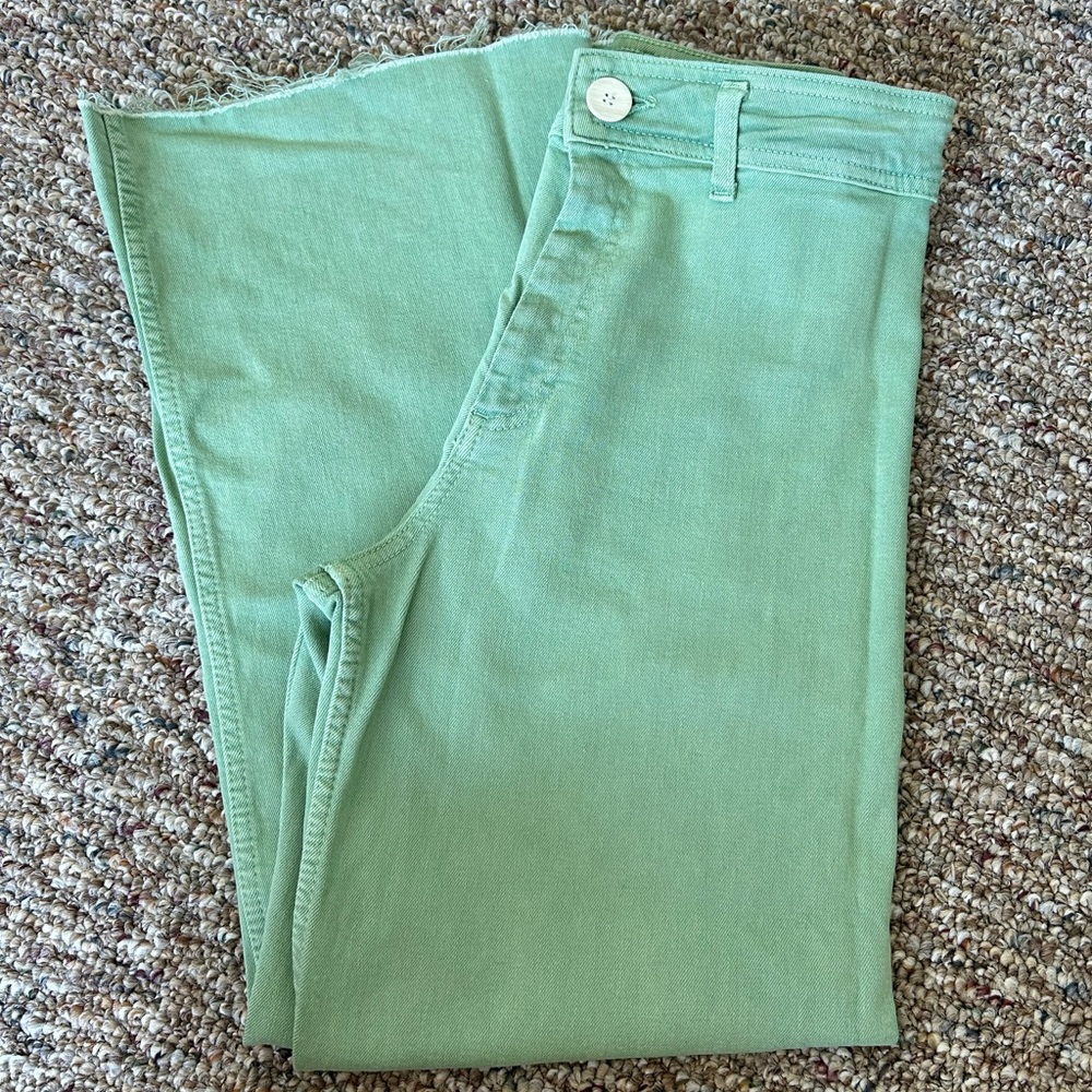 ZARA High Rise Marine Green Jeans